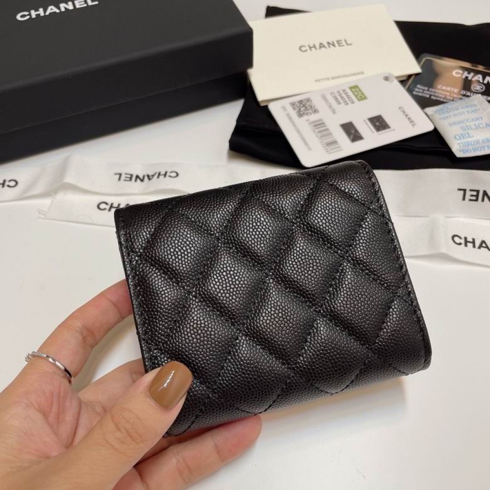 Chanel compact wallet grained leather 100% 10.5x9cm Accesories