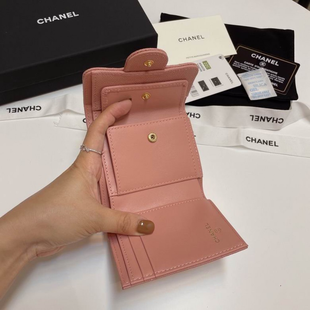 Chanel compact wallet grained leather 100% 10.5x9cm Accesories