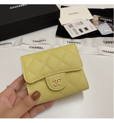 Chanel compact wallet grained leather 100% 10.5x9cm