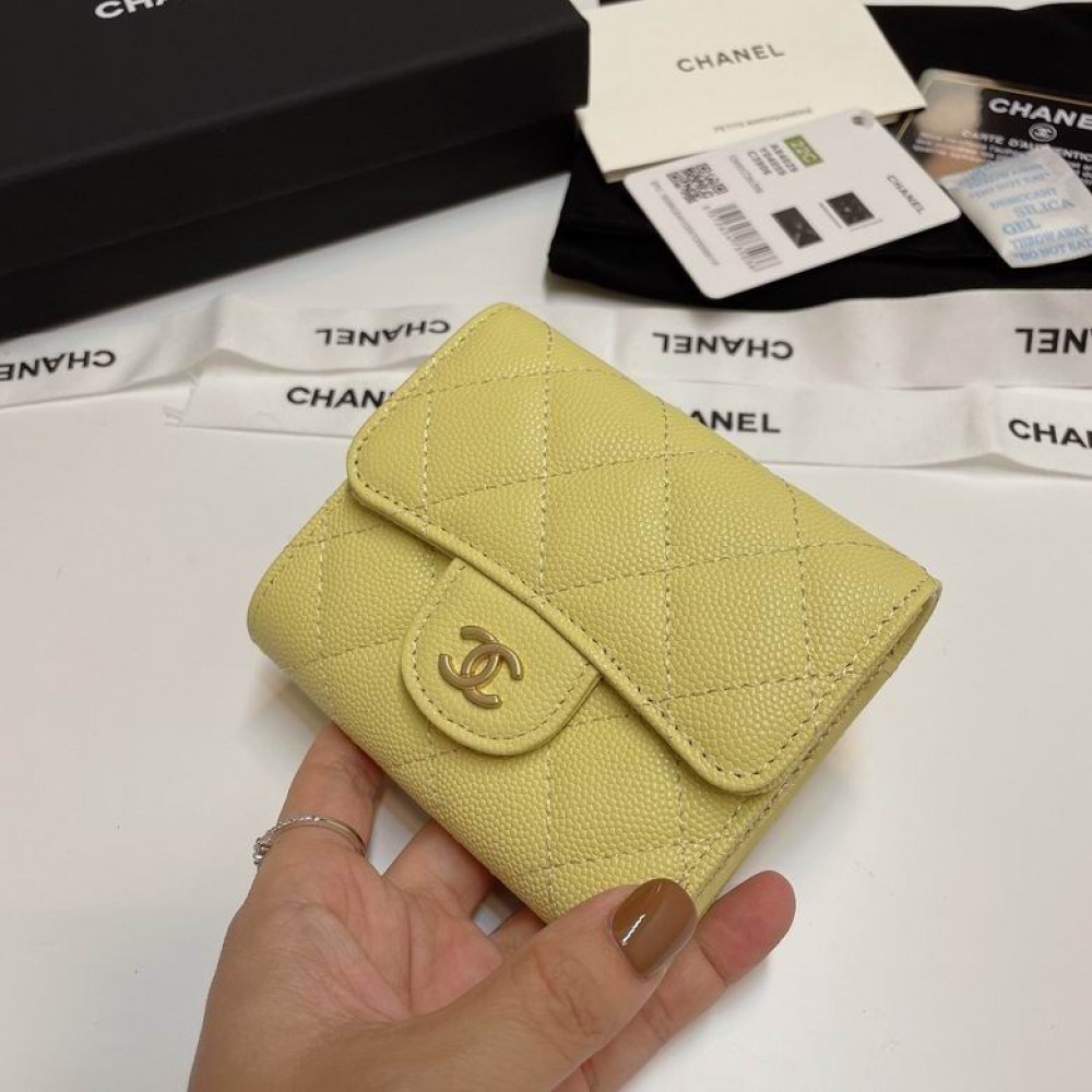 Chanel compact wallet grained leather 100% 10.5x9cm Accesories