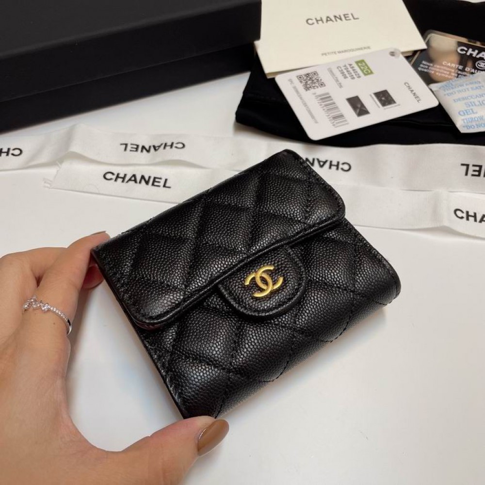 Chanel compact wallet grained leather 100% 10.5x9cm Accesories