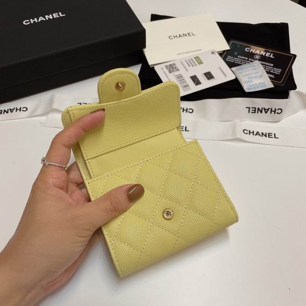 Chanel compact wallet grained leather 100% 10.5x9cm Accesories