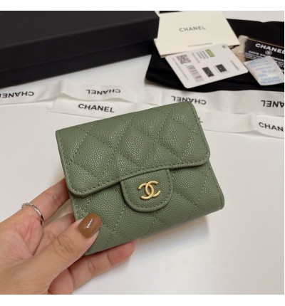 Chanel compact wallet grained leather 100% 10.5x9cm