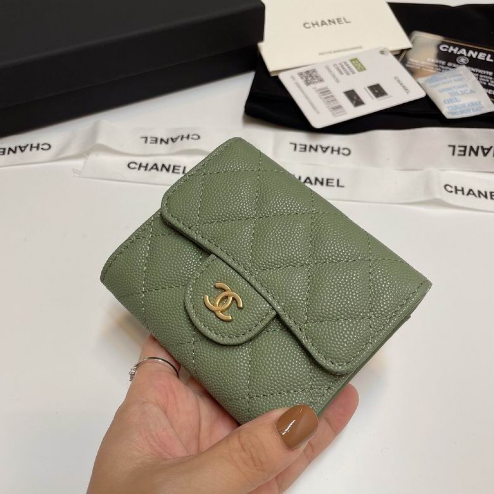 Chanel compact wallet grained leather 100% 10.5x9cm Accesories