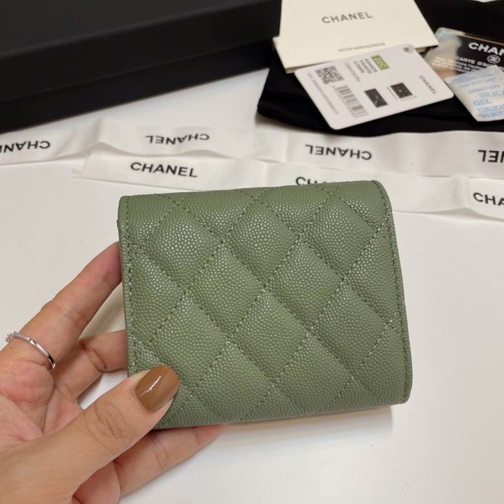 Chanel compact wallet grained leather 100% 10.5x9cm Accesories