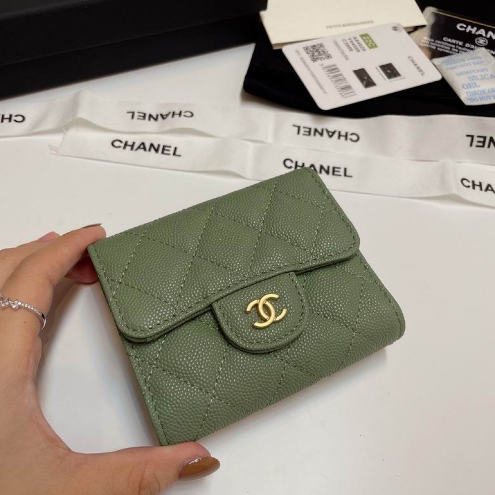 Chanel compact wallet grained leather 100% 10.5x9cm Accesories