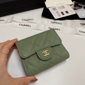 Chanel compact wallet grained leather 100% 10.5x9cm Accesories