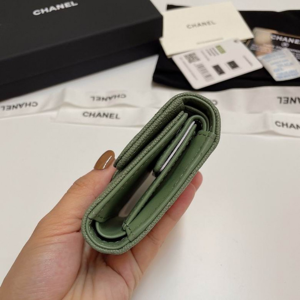 Chanel compact wallet grained leather 100% 10.5x9cm Accesories