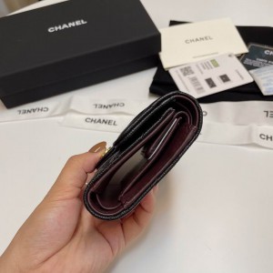 Chanel compact wallet grained leather 100% 10.5x9cm Accesories