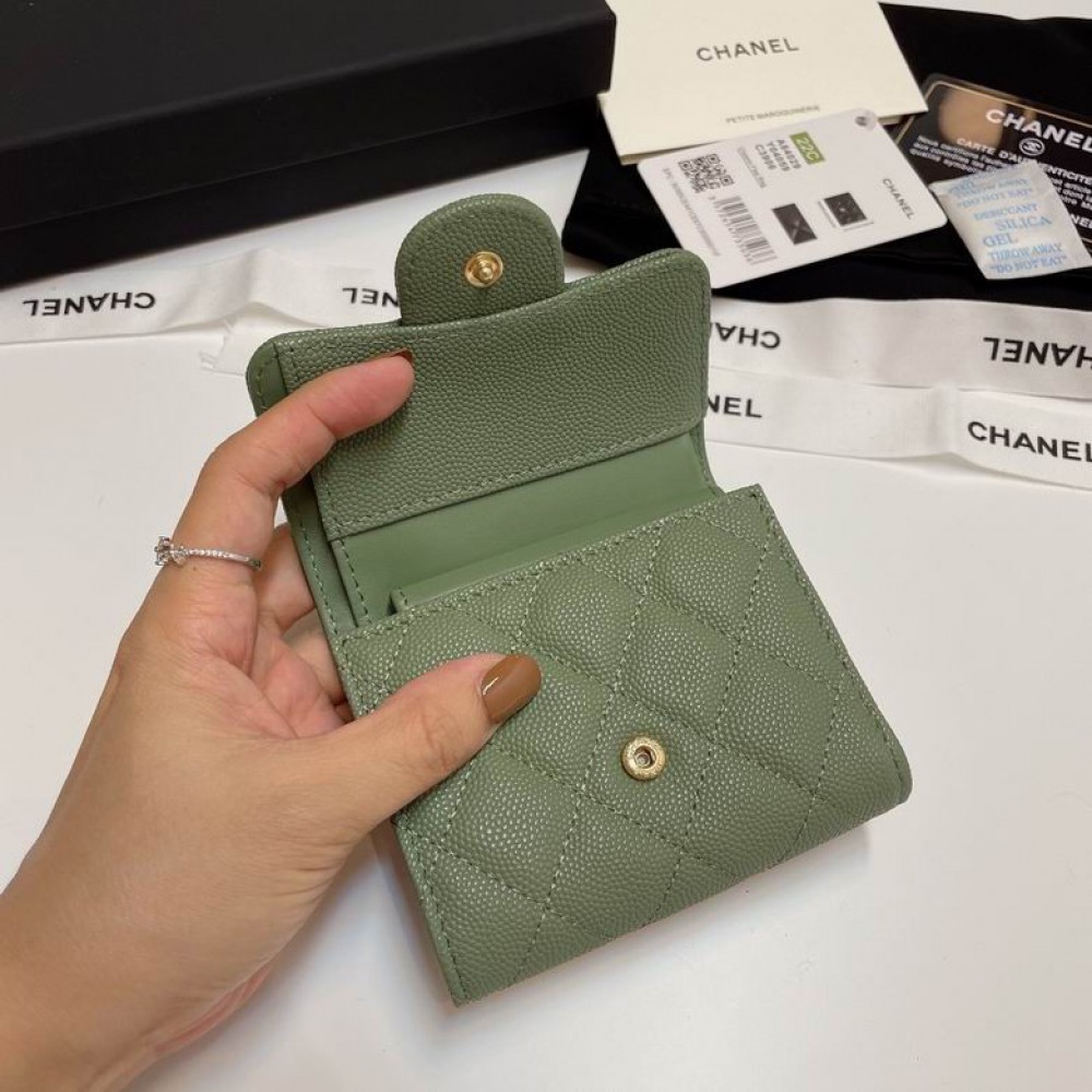 Chanel compact wallet grained leather 100% 10.5x9cm Accesories