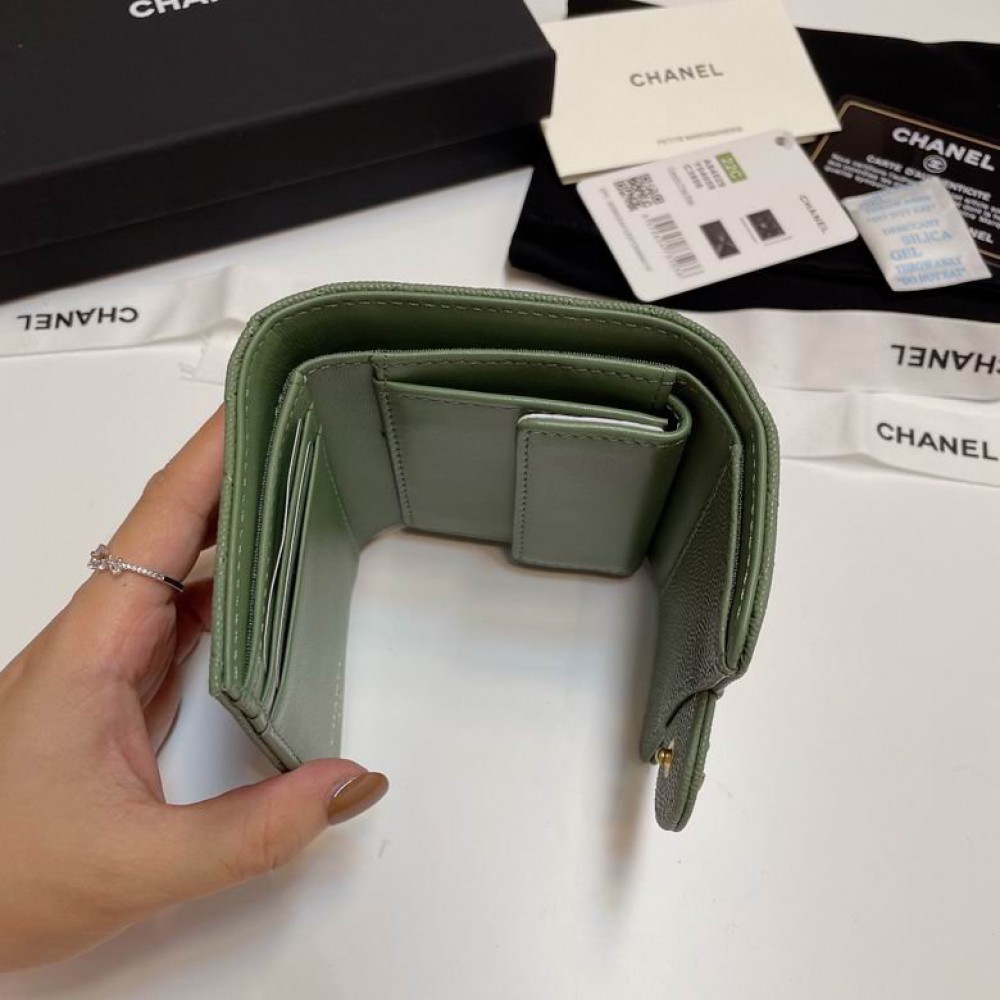Chanel compact wallet grained leather 100% 10.5x9cm Accesories