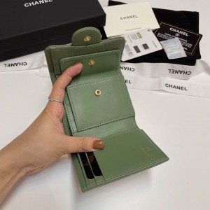 Chanel compact wallet grained leather 100% 10.5x9cm Accesories