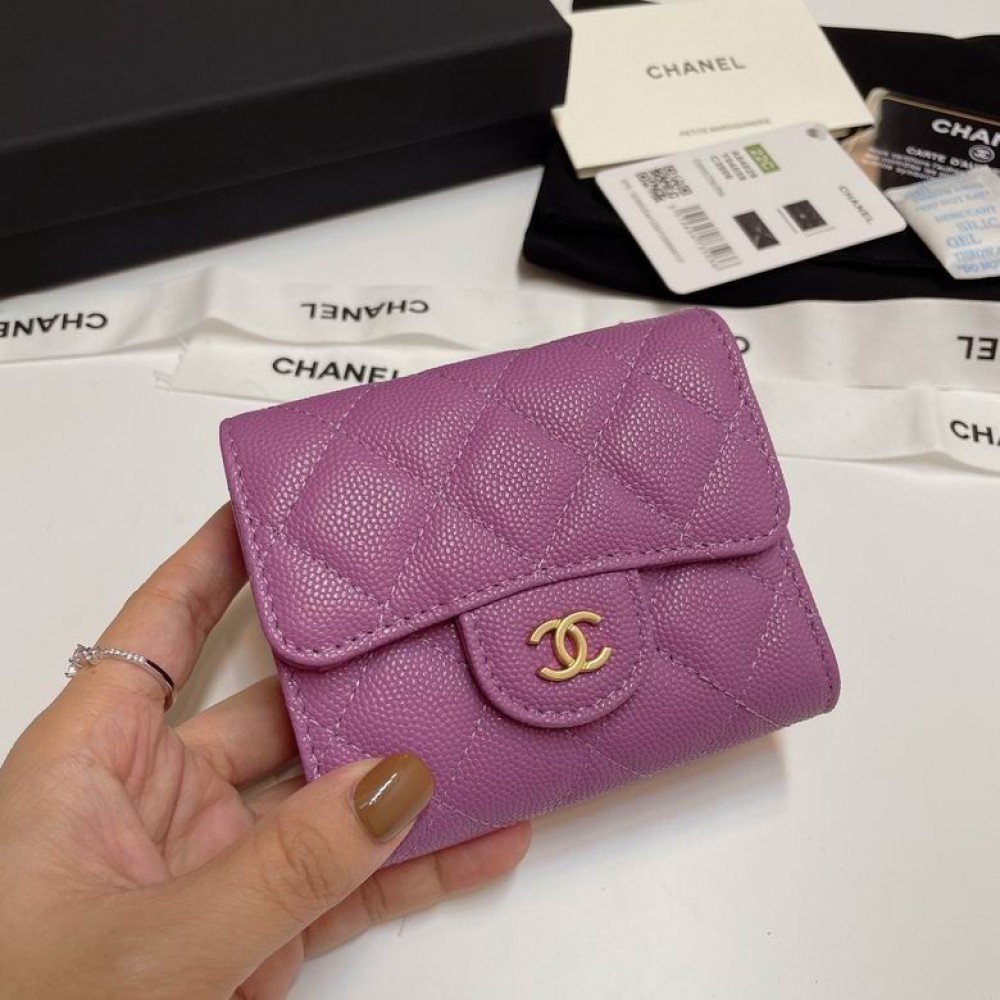 Chanel compact wallet grained leather 100% 10.5x9cm Accesories