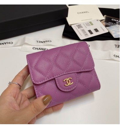 Chanel compact wallet grained leather 100% 10.5x9cm