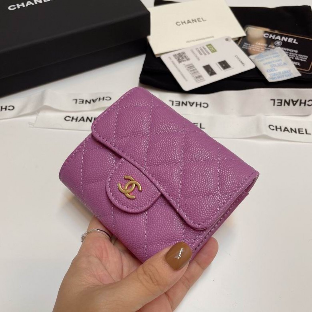 Chanel compact wallet grained leather 100% 10.5x9cm Accesories