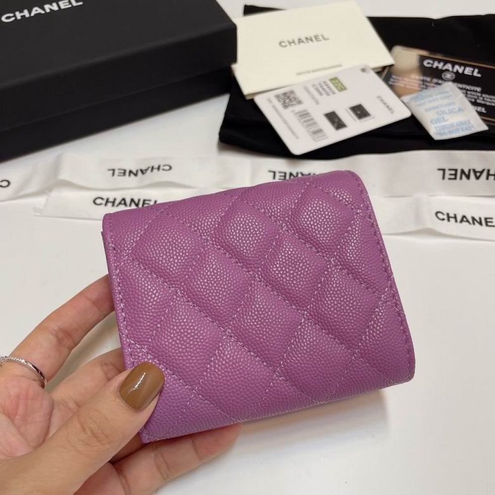 Chanel compact wallet grained leather 100% 10.5x9cm Accesories