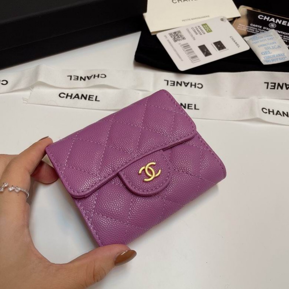 Chanel compact wallet grained leather 100% 10.5x9cm Accesories