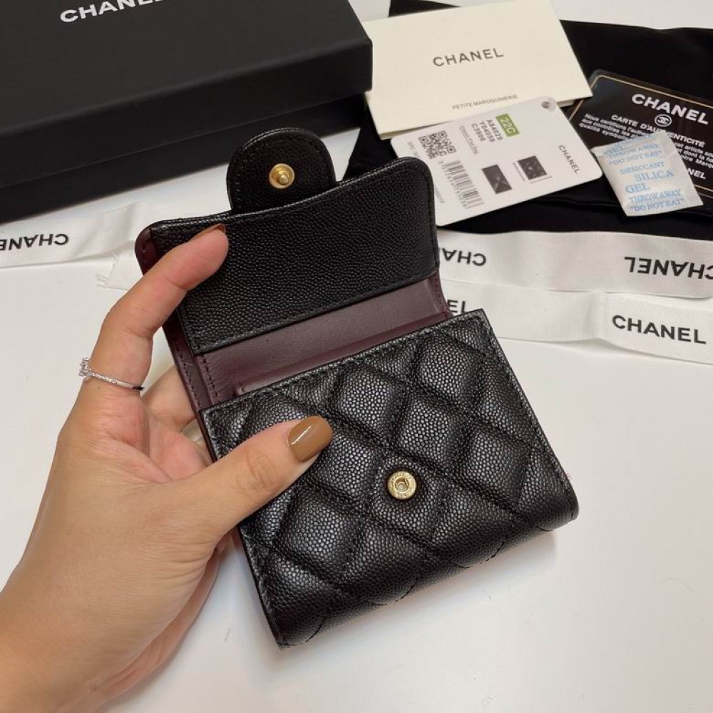 Chanel compact wallet grained leather 100% 10.5x9cm Accesories