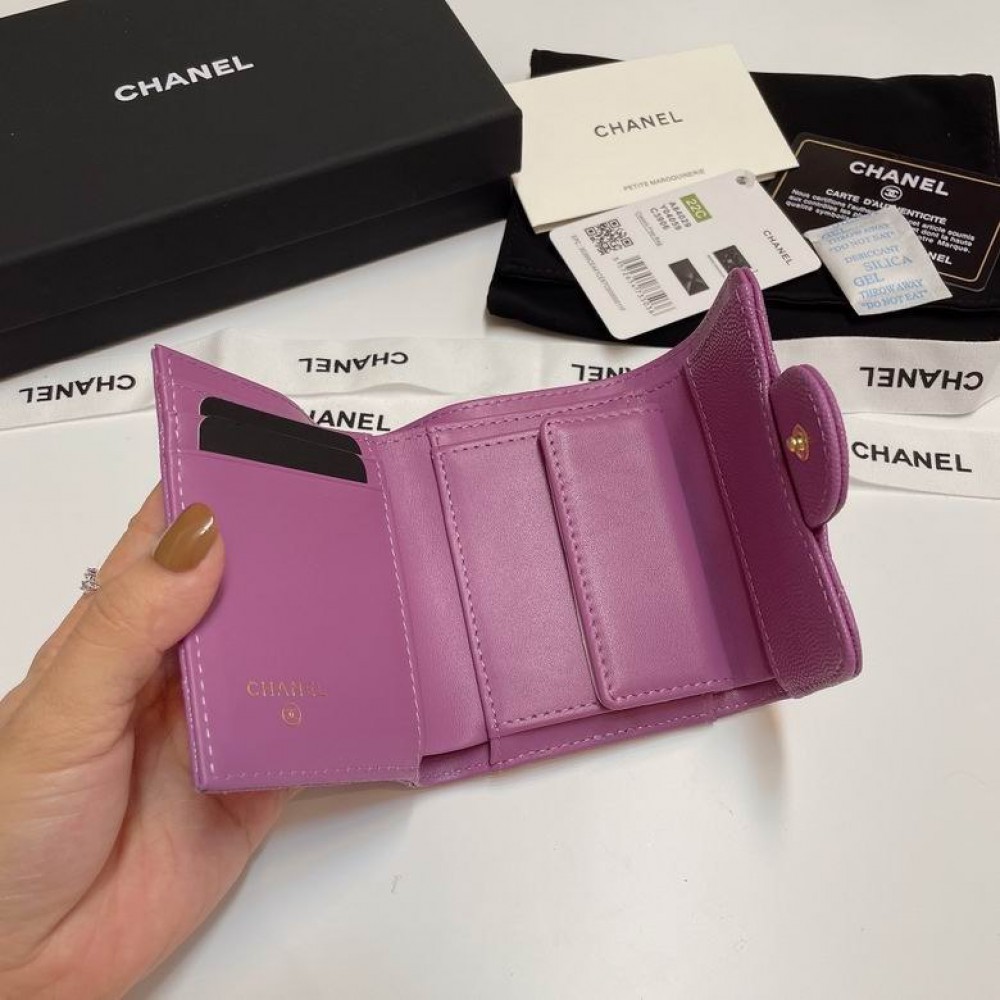 Chanel compact wallet grained leather 100% 10.5x9cm Accesories
