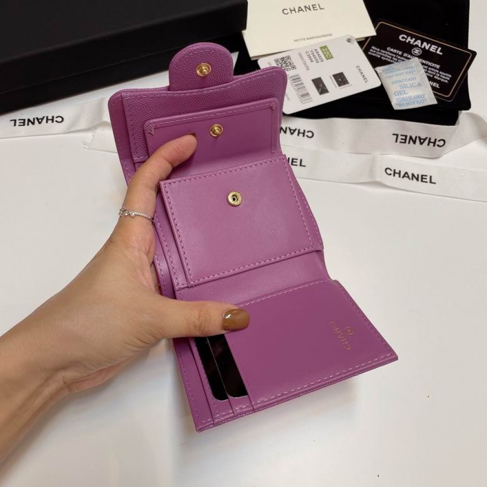 Chanel compact wallet grained leather 100% 10.5x9cm Accesories