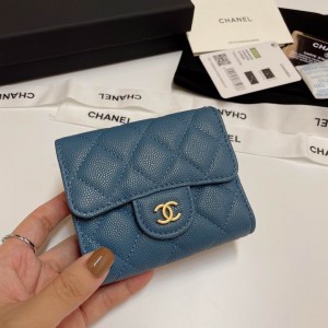 Chanel compact wallet grained leather 100% 10.5x9cm Accesories