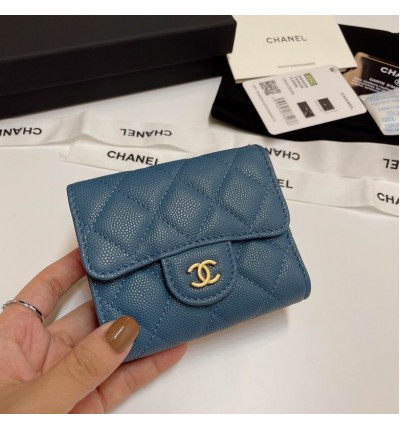 Chanel compact wallet grained leather 100% 10.5x9cm