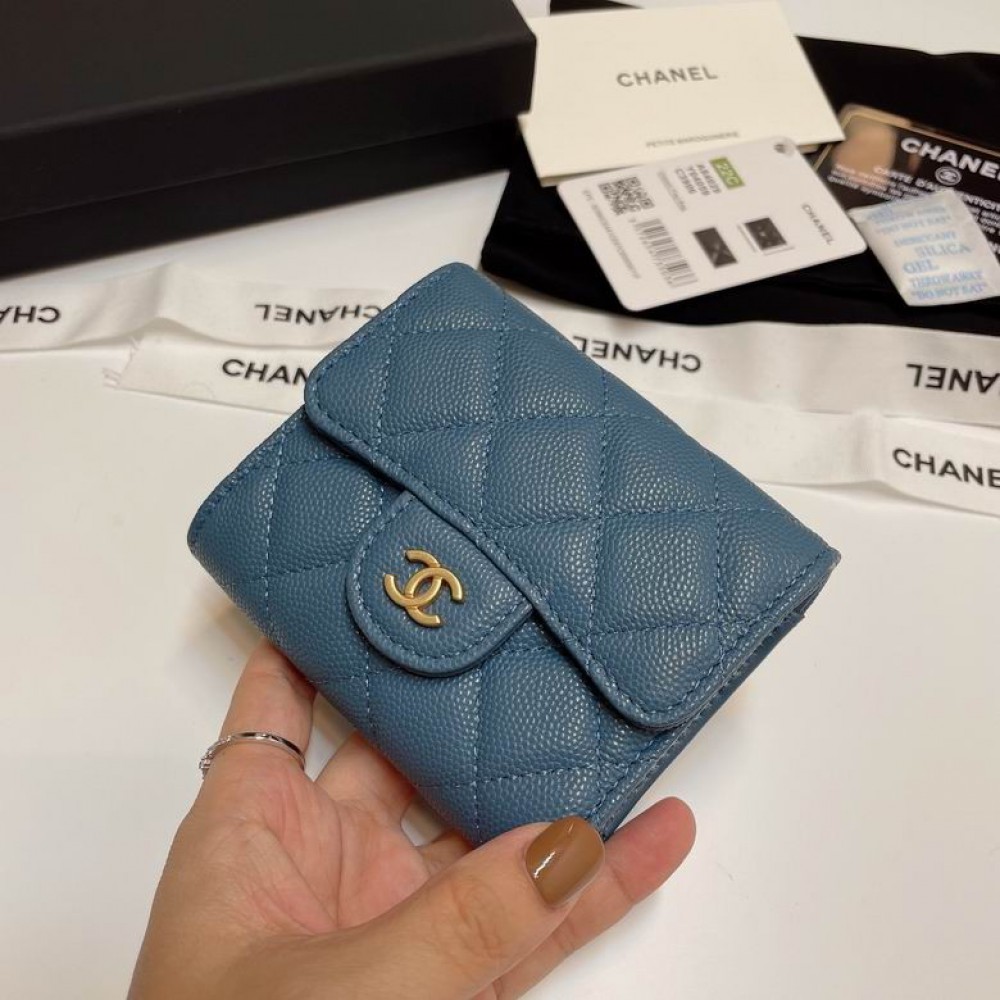Chanel compact wallet grained leather 100% 10.5x9cm Accesories