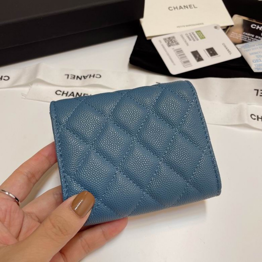 Chanel compact wallet grained leather 100% 10.5x9cm Accesories