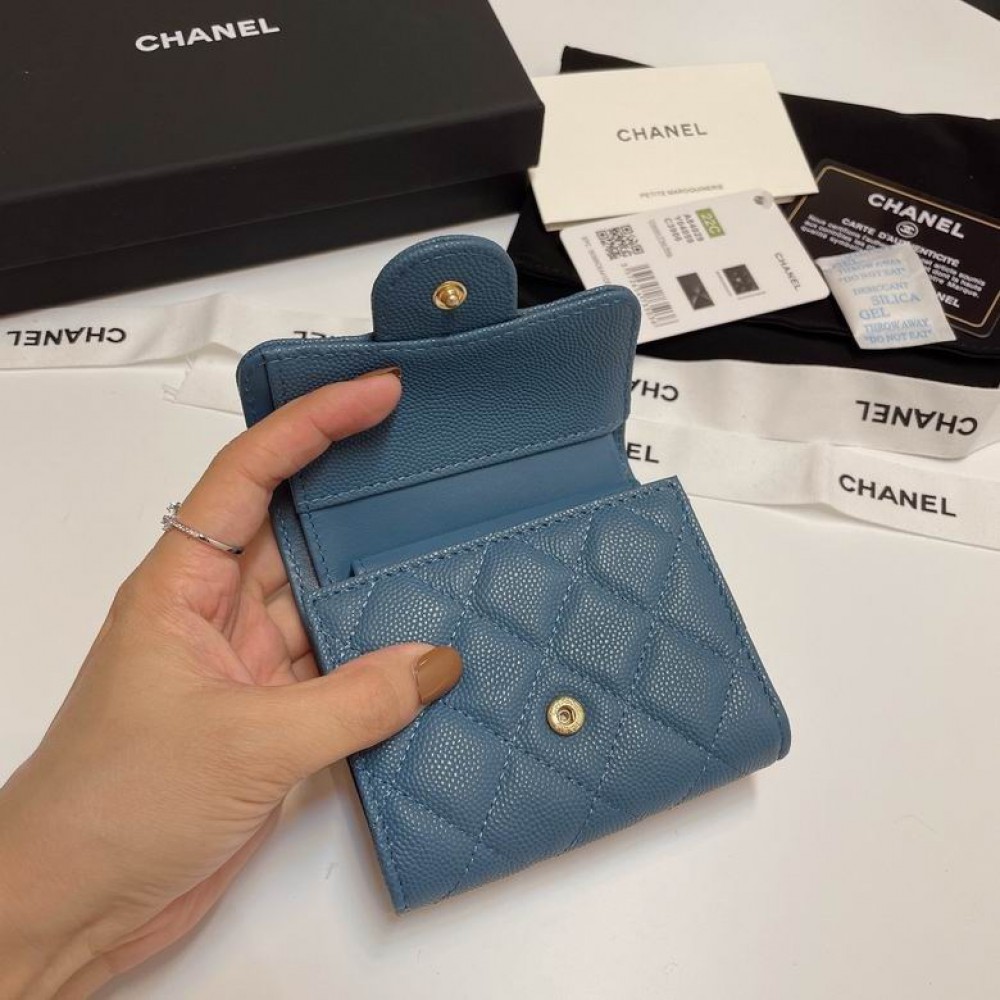 Chanel compact wallet grained leather 100% 10.5x9cm Accesories