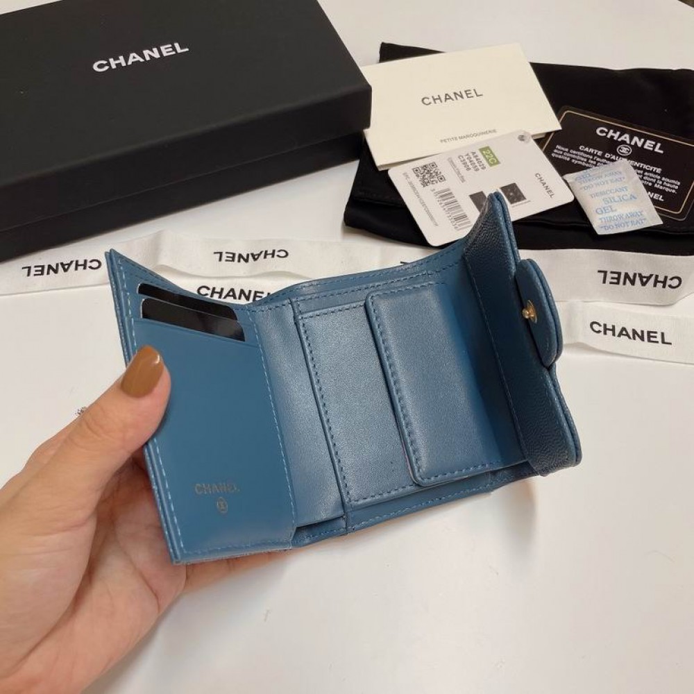 Chanel compact wallet grained leather 100% 10.5x9cm Accesories