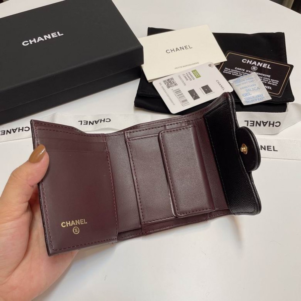 Chanel compact wallet grained leather 100% 10.5x9cm Accesories