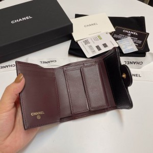 Chanel compact wallet grained leather 100% 10.5x9cm Accesories
