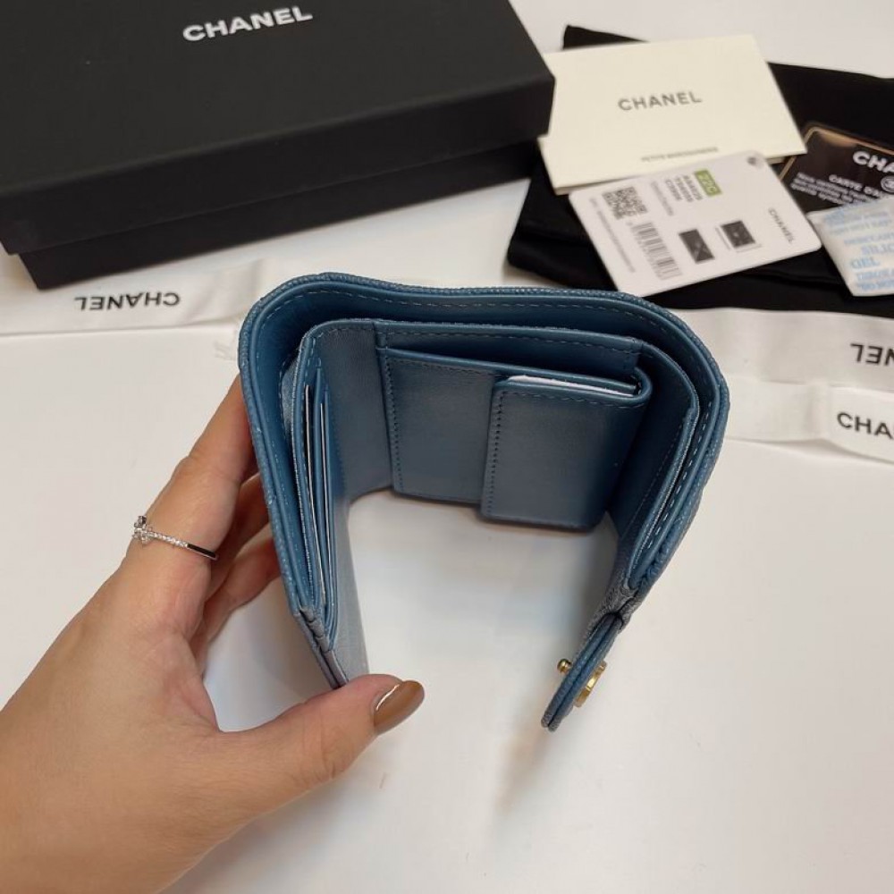 Chanel compact wallet grained leather 100% 10.5x9cm Accesories