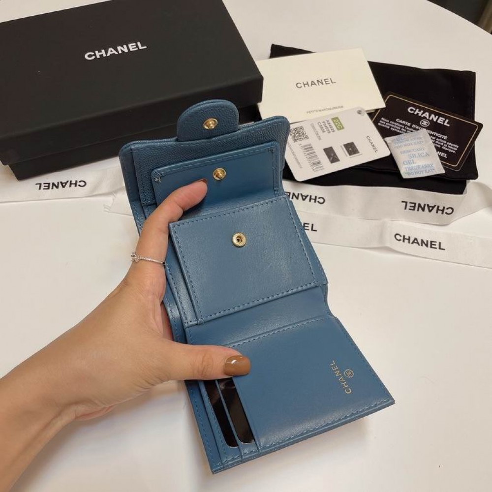 Chanel compact wallet grained leather 100% 10.5x9cm Accesories