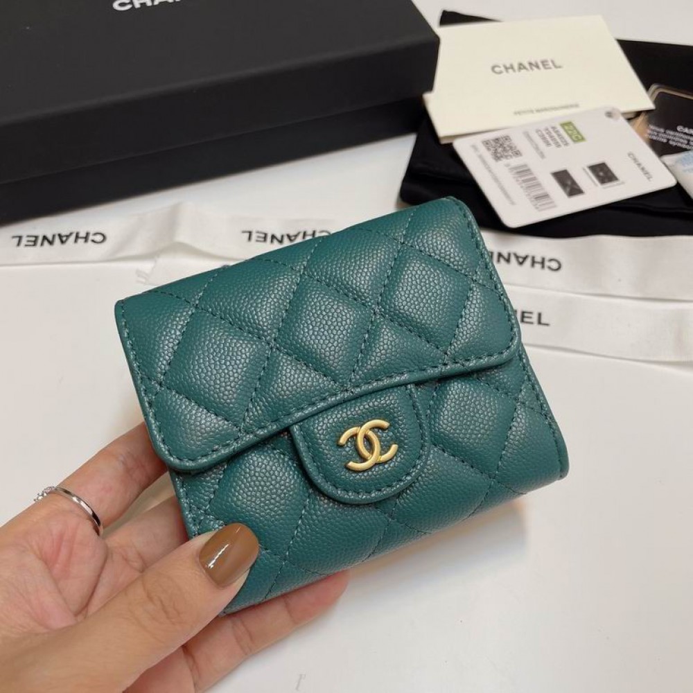 Chanel compact wallet grained leather 100% 10.5x9cm Accesories