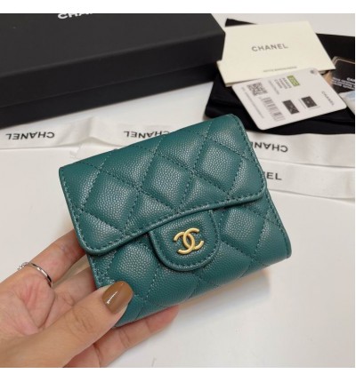 Chanel compact wallet grained leather 100% 10.5x9cm