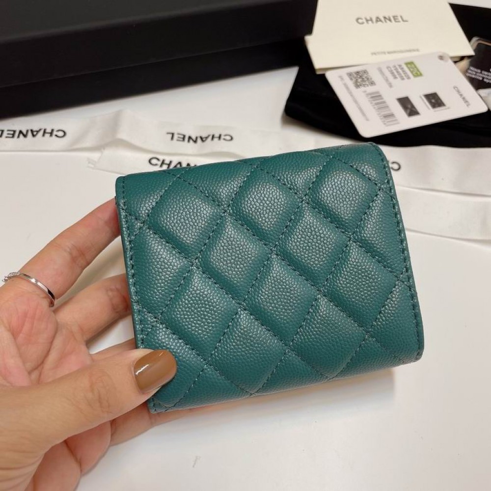 Chanel compact wallet grained leather 100% 10.5x9cm Accesories