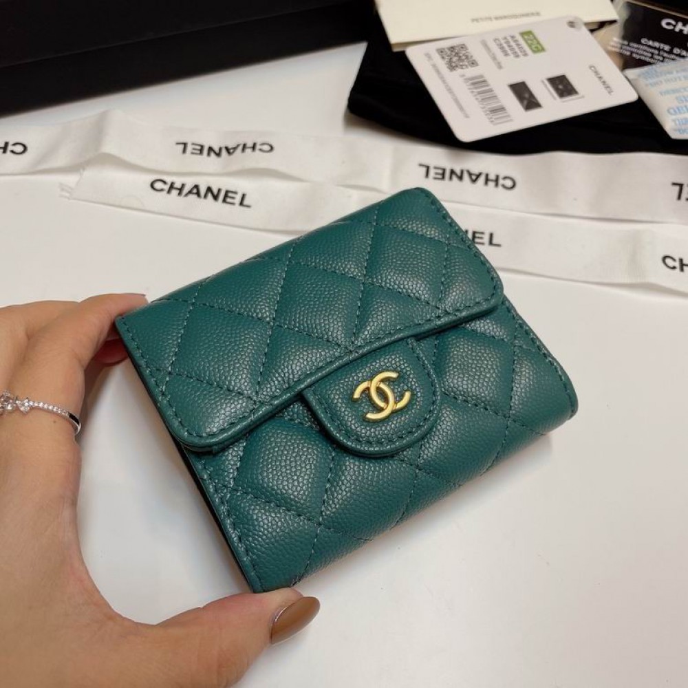 Chanel compact wallet grained leather 100% 10.5x9cm Accesories