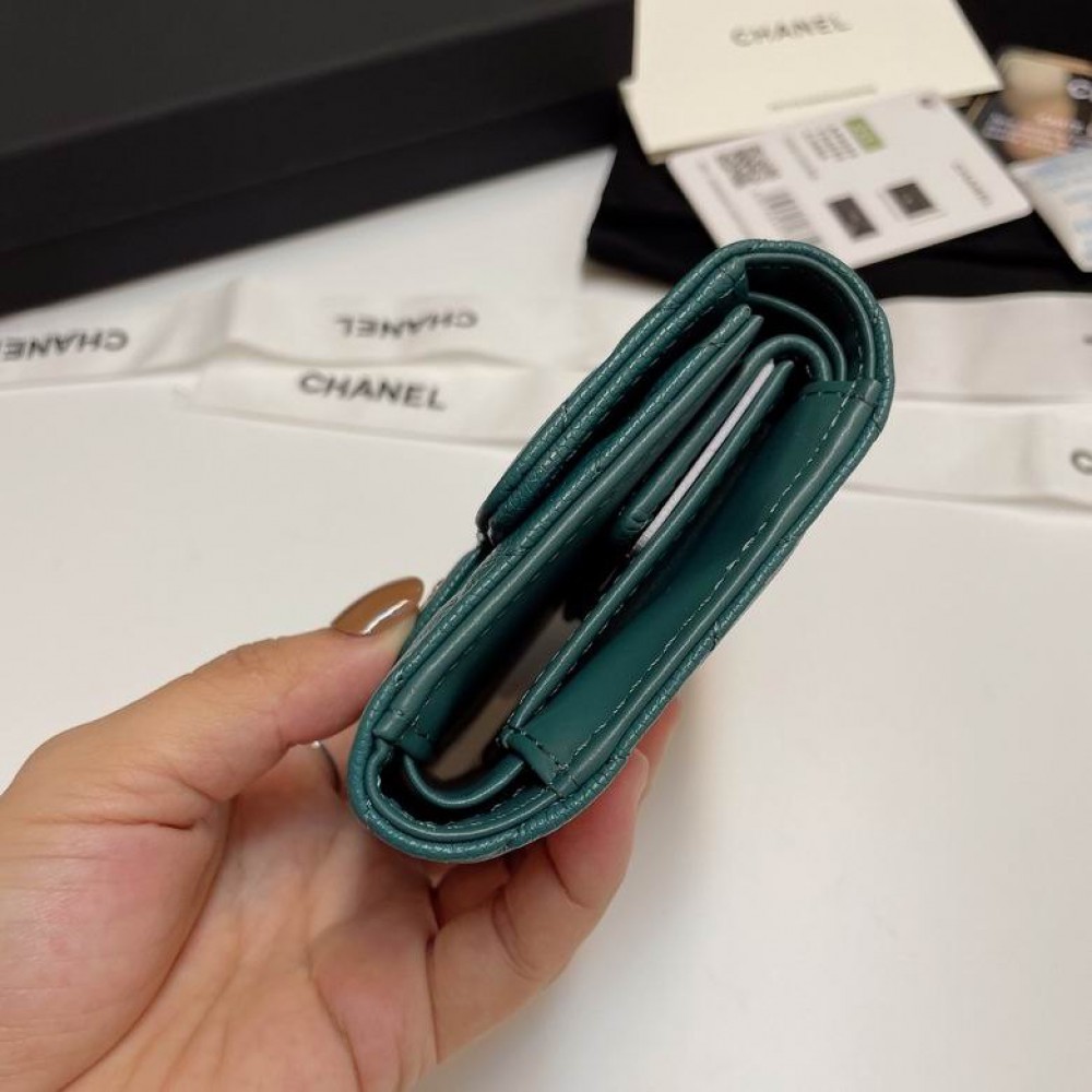 Chanel compact wallet grained leather 100% 10.5x9cm Accesories