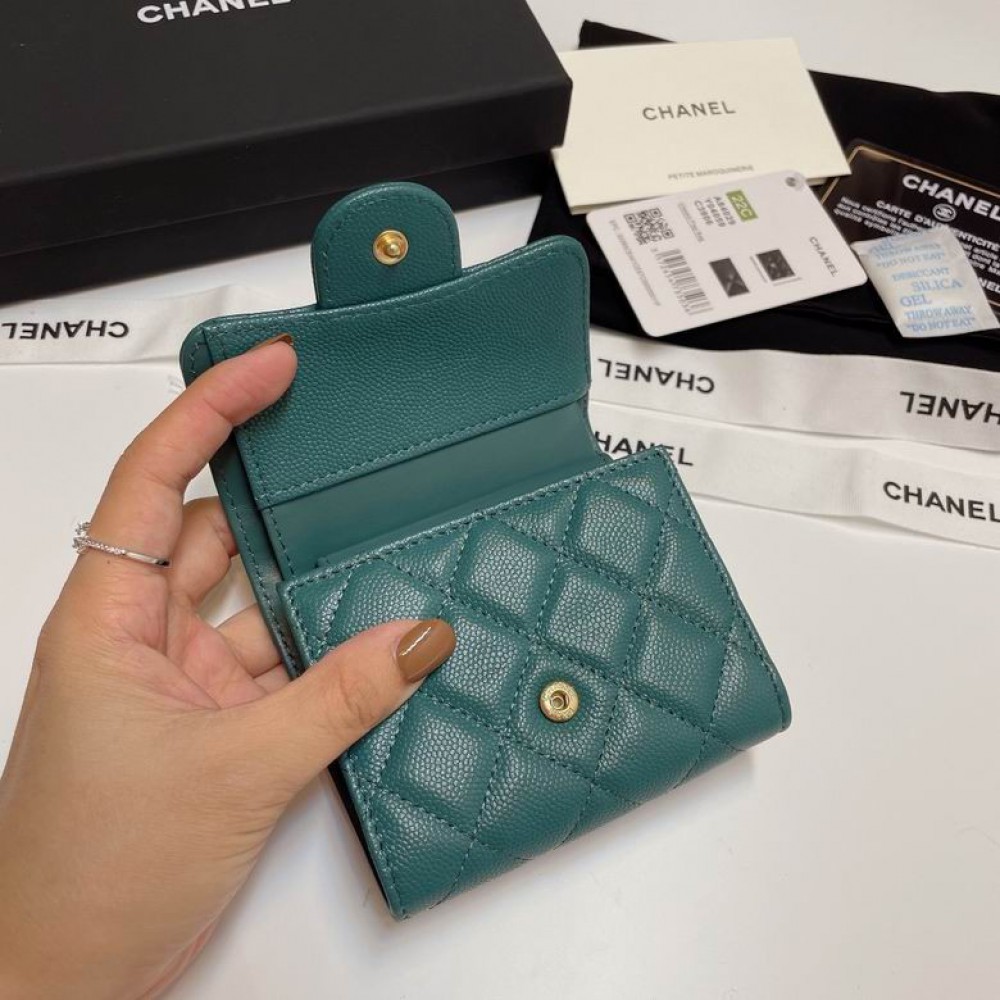 Chanel compact wallet grained leather 100% 10.5x9cm Accesories