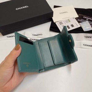 Chanel compact wallet grained leather 100% 10.5x9cm Accesories