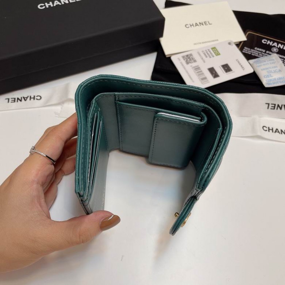 Chanel compact wallet grained leather 100% 10.5x9cm Accesories