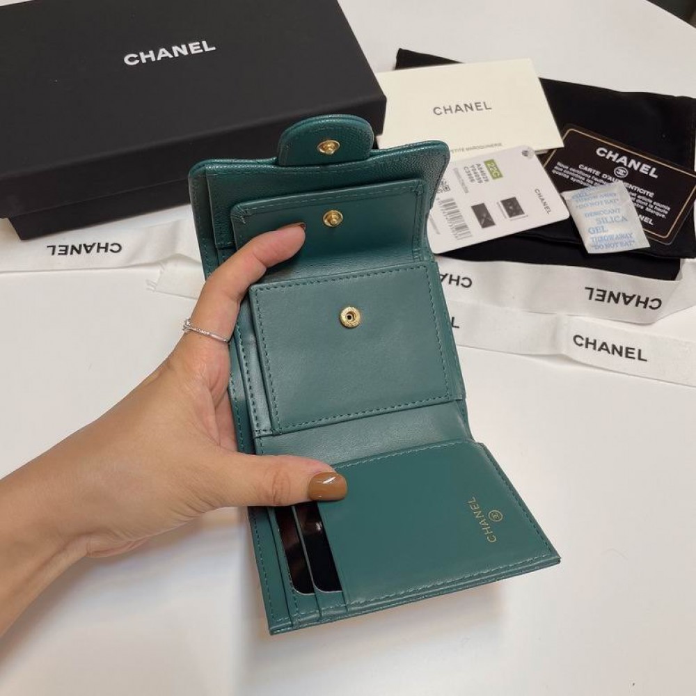 Chanel compact wallet grained leather 100% 10.5x9cm Accesories