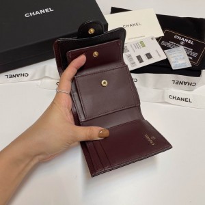 Chanel compact wallet grained leather 100% 10.5x9cm Accesories