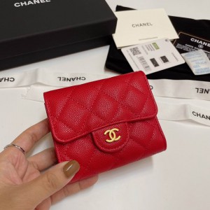 Chanel compact wallet grained leather 100% 10.5x9cm Accesories