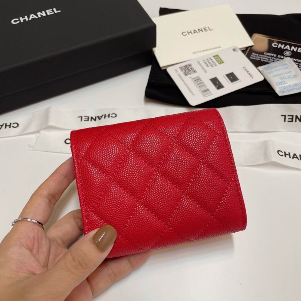 Chanel compact wallet grained leather 100% 10.5x9cm Accesories