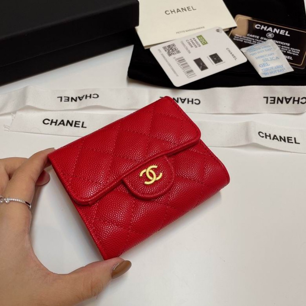 Chanel compact wallet grained leather 100% 10.5x9cm Accesories