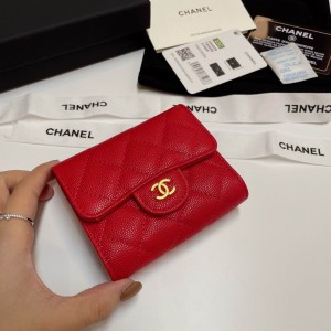 Chanel compact wallet grained leather 100% 10.5x9cm Accesories