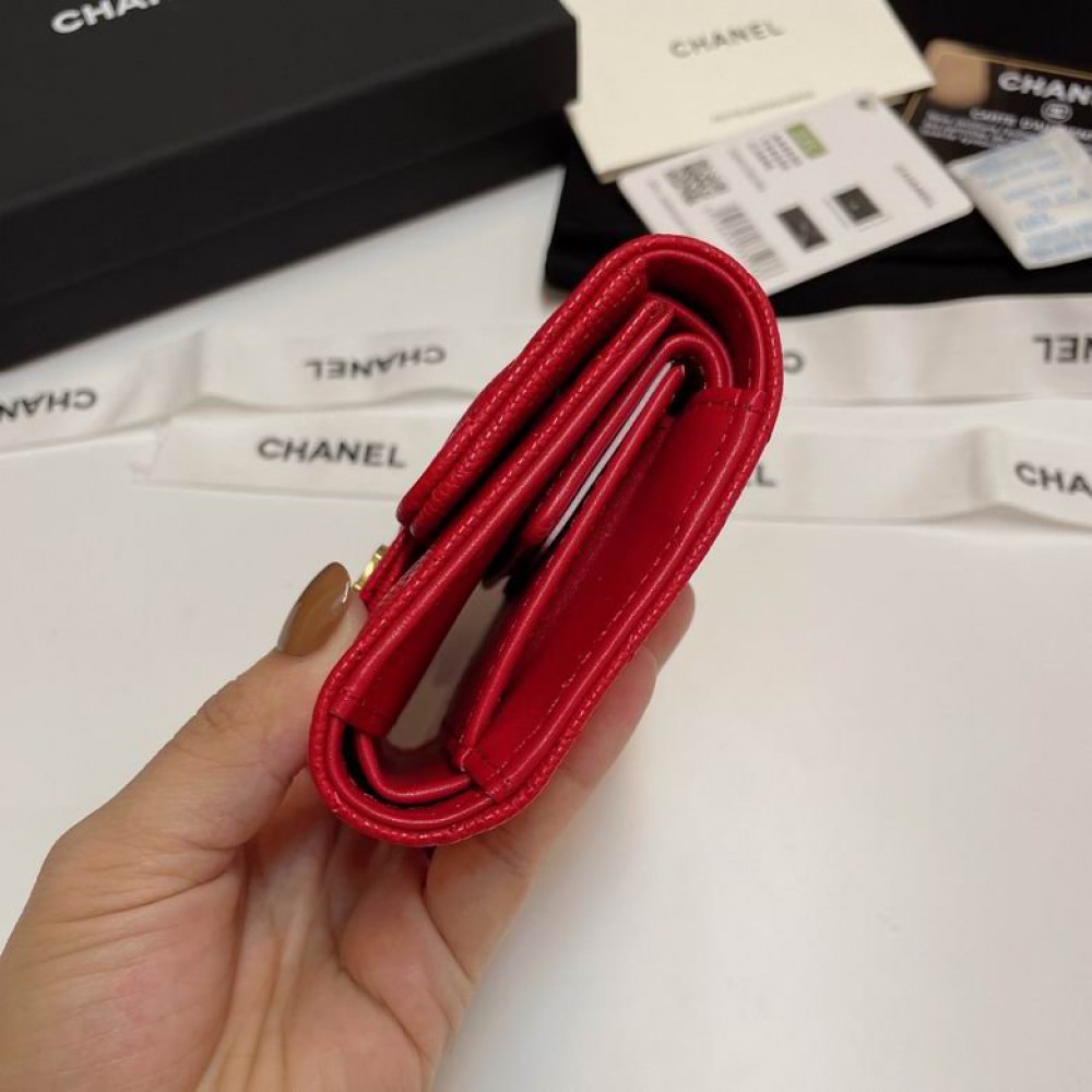 Chanel compact wallet grained leather 100% 10.5x9cm Accesories