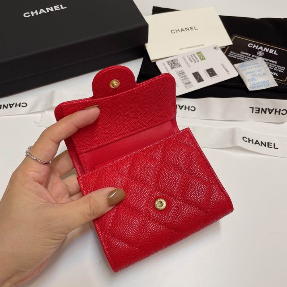Chanel compact wallet grained leather 100% 10.5x9cm Accesories